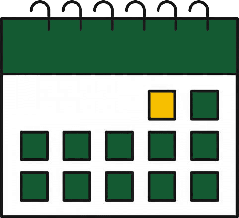 a calendar with green squares